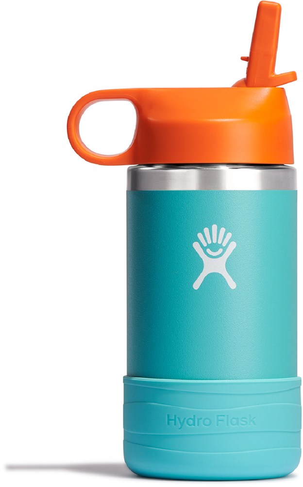 Wide-Mouth Vacuum Water Bottle with Straw Cap and Bottle Boot - 12 fl. oz. Blue